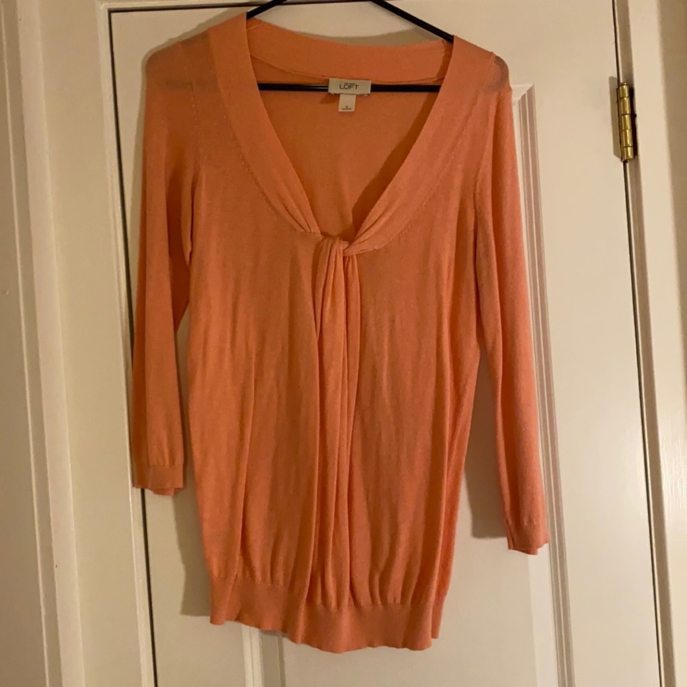 LOFT Coral Sailor bow sweater
